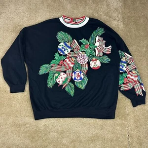 Vintage 80s Nutcracker Christmas Womens Sweatshirt XL Puffy Graphic Black - Picture 1 of 16