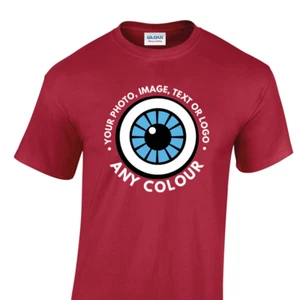 Custom Printed Tshirt • Mens Image T Shirt Personalised Garment • Photo Text - Picture 1 of 35