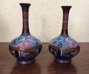 Paire de vases cloisonnés Japon - Foto 1 di 9