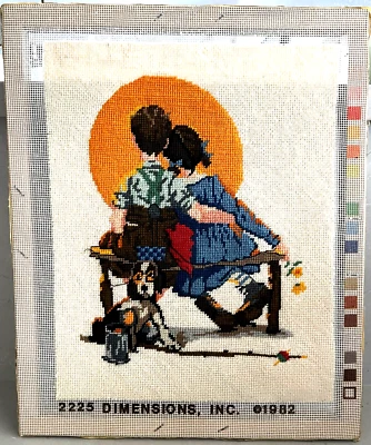 Vtg Dimensions Needlepoint Finished -Stretched  SPOONERS Norman Rockwell 14 X 11 - Image 1 of 4