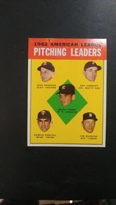 1963 Topps Baseball card # 8 A.L. Pitching Leaders ( VG to EX ) - Picture 1 of 2