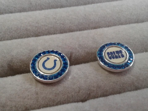 indianapolis colts stud earrings blue rhinestones Cover