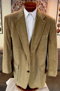 Lands End Mens Beige 2 Btn Cotton Elbow Patch 2 Btn Blazer Sz 48 L MINT! - Picture 1 of 9