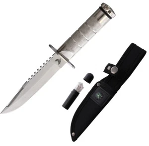 Combat Ready Survival Fixed Knife 4.63" Sawback Stainless Blade Aluminum Handle - Picture 1 of 3