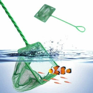 Portable Fish Net Fish Tank Landing Net Long Handle Square Aquarium Acces UK - Picture 1 of 17