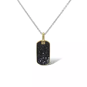 DAVID YURMAN Mens Chevron Tag Black Diamond Pendant 18K Yellow Gold - Picture 1 of 7