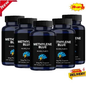 1-5 Pack Methylene Blue Capsules 5mg - USP Grade, 99.99% Purity, 60 Capsule Q6X2 - Picture 1 of 15