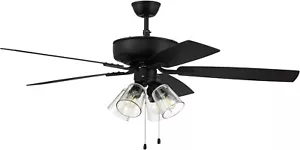 Craftmade 52" Pro Plus 104 Flat Black W/ Grey Blades Indoor Fan, P104FB5-52FBGW - Picture 1 of 1