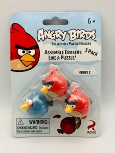 Angry Birds Collectible Puzzle Erasers Set of 3 Series 2 ( 2 Red + 1 Blue) - Picture 1 of 2