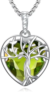 Heart Shaped Tree of Life Pendant Birthstone Necklace Jewelry Gifts for Women - Picture 1 of 4