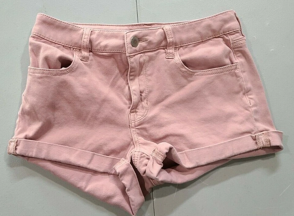 Pantalones Cortos Bullhead Súper Elastizados Juniors Talla 26x1.5 Rosa Frente Plano Puños Foto 1 de 4