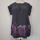 Marks And Spencer Autograph Black Silk Top Floral Embroidered Sz 12 Pockets New