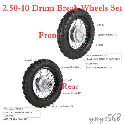 RUEDA RUEDA LLANTA ACERO TRASERA + DELANTERA FRENO TAMBOR 2.50X10 XR50 CRF50 STOCK 2.50-10 Foto 1 de 4