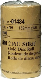 3M 01434 1434 Stikit Gold Paper Disc Roll 6 in, P400 grade, 175 Discs - Picture 1 of 3