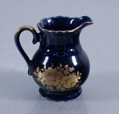 Pot à lait Bareuther Waldsassen verseur de lait véritable décor or cobalt 22 ... - Photo 1/3