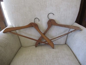 Lot of 2 Vintage Advertising Wooden Coat Suit Hangers Iowa South Dakota - Picture 1 of 19