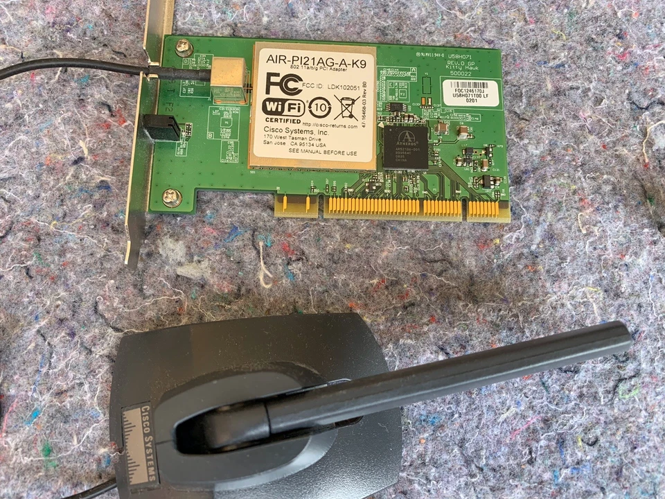 PCI Cisco AIR-PI21AG-A-K9 Aironet 802.11a/b/g Wireless Card Adapter  - Image 1 of 1