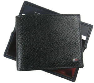 Tommy Hilfiger Men's Genuine Leather Wallet RFID Protection Bifold Black NIB - Picture 1 of 8