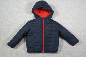 Nike Jacke Kleinkind 12M marineblau rot Kapuze gefütterter Mantel Fleece gefüttert Winter - Bild 1 von 6