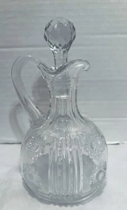 Vintage Cut Crystal Glass Sunflower Vinegar Oil Cruet With Stopper - Picture 1 of 12