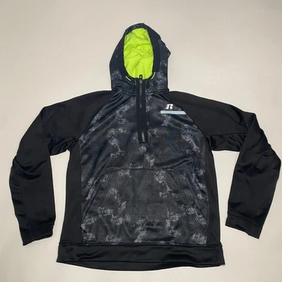 Russell Athletic Boys XL (14-16) Black Camo Hoodie ¼ Zip Tech Fleece YXL - Image 1 of 4