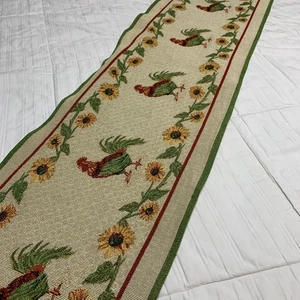 Rooster & Sunflowers Tapestry Table Runner 67.5” X 12.5” Essential Home Country - Picture 1 of 7