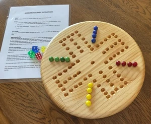 12” TRAVEL SIZE PINE WOOD AGGRAVATION MARBLE GAME BOARD 2-4 PLAYERS. NEW - Picture 1 of 3