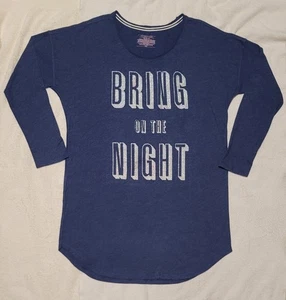 Victoria's Secret Azul Marino Brillo Gráfico Manga Larga Camisa para Dormir Vestido M Nuevo con Etiquetas - Imagen 1 de 9