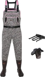 HISEA Womens Chest Waders 4.5mm Neoprene Leopard 400g Boots Hunt Fish Sz 5/37 - Picture 1 of 6