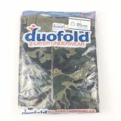 Camisa Camuflada Duofold Años 70 Para Hombres L Grande Térmica Mezcla de Lana Henley 2 Capas Exterior Foto 1 de 4