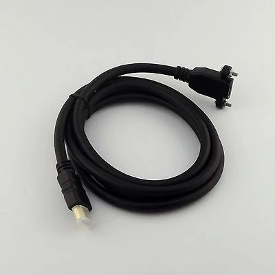 HDMI-compatible A Male Plug to Female Panel Mount Extension Gold Adapter Cable - Image 1 of 4