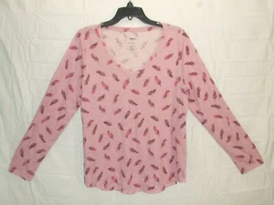 Camicia donna Sonoma rosa piuma manica lunga pull over taglia large nuova bb - Foto 1 di 6