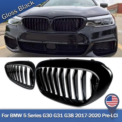 Glossy Black Front Grille for BMW 5 Series G30 G31 G38 530i 540i 550i 2017-2020 - Image 1 of 4