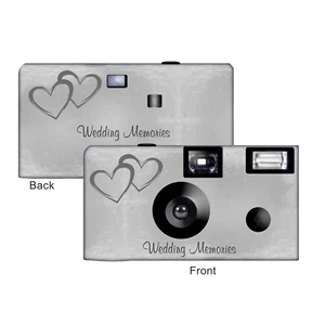 10 Silver Coupled Heart Wedding Cameras, Disposable cameras F50146 - Picture 1 of 2