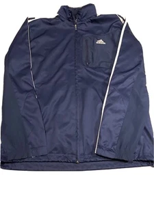 Adidas Windbreaker Jacket Mens Size Medium Navy Packable Zipper Sports Vintage - Picture 1 of 12