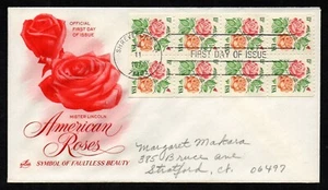 USA SCOTT # 1737A, ARTCRAFT FDC COVER - BOOKLET PANE AMERICAN ROSES, YEAR 1978 - Picture 1 of 1