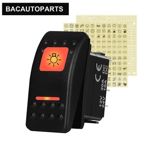 Interruptor basculante momentáneo 12V 20A/24V 10A con LED naranja para coche barco marino - Imagen 1 de 5
