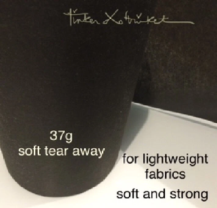 STABILISER LIGHT EASY TEAR AWAY 37g  21cm 5M 10M 15M BACKING BLACK NONWOVEN UK - Image 1 of 4