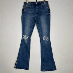 Neu mit Etikett Blanknyc Damenjeans 27 Flare Distressed Medium Wash blau Denim - Bild 1 von 15