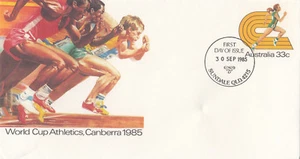 (13902) Australia Postal Stationery FDC HAthletics World Cup Canberra 1985 - Picture 1 of 1