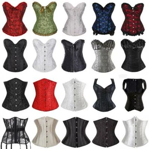 Waist Trainer Steel Boned Sexy Corset Lace Up Bustier Shapewear - Picture 1 of 26