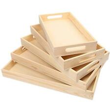 LotFancy Wooden Nested Serving Trays, Set of 5, Unfinished Natural Wood Trays...