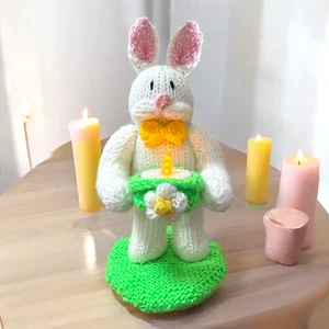 KNITTING PATTERN - Easter Bunny Rabbit inspired Tea Light Holder 23 cms tall - Picture 1 of 1