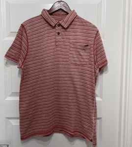 Weird Fish Polo Shirt Stripe Red White Size M - Picture 1 of 12