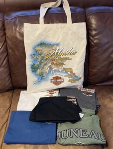 Lot of 5 Genuine Harley Davidson Medium T-Shirts BRAND NEW W/ TAGS Alaska & Tote - Picture 1 of 18