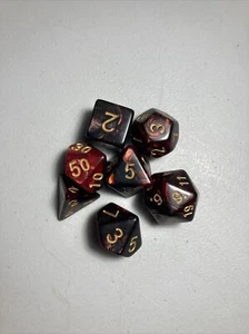 New 7 Piece Polyhedral Dark Red/Black W/ Gold Numbers Dice Set Only! No Bag! - Picture 1 of 1