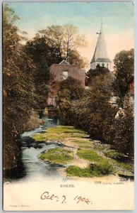 Postcard UK Shere England St James Church Guildford Surrey River Tillingbourne - Picture 1 of 2