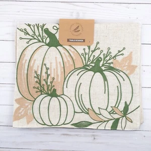 Corredor de Mesa Otoño 14x70 Cosecha Mariola Calabaza Bordado Lino - Imagen 1 de 4