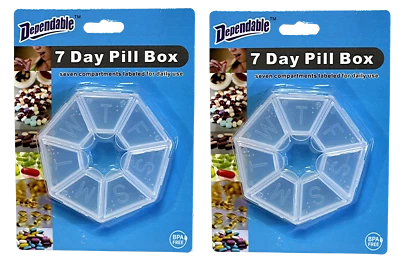 Pacote com 2 organizadores de pílulas redondos de 7 dias – dispensador semanal de remédios para viagens e casa - Imagem 1 de 4