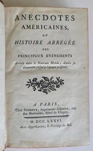 1776 ANECDOTES AMERICAINES antique FRENCH HISTORY of AMERICA - North & South - Picture 1 of 6